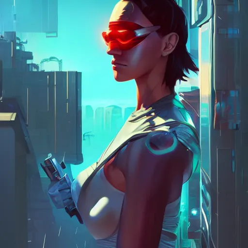 Prompt: cyberpunk goddess female, art gta 5 cover, official fanart behance hd artstation by jesper ejsing, by rhads, makoto shinkai and lois van baarle, ilya kuvshinov, ossdraws