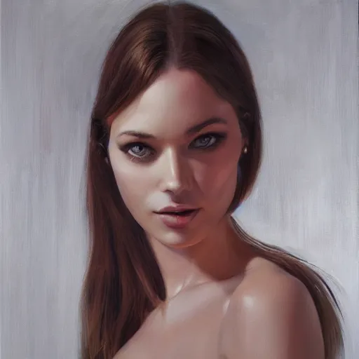 Prompt: portrait close-up face centre oil on canvas of Lilli Hollunder, art by Alina Ivanchenko, Rob Ross, artgerm.