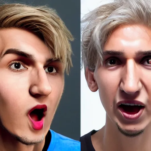 Prompt: xqc, big long nose, underbite