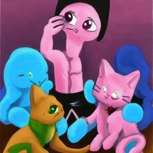 Image similar to Steven Universe has kitten fingers, oil painting by Geiger, eldritch horror