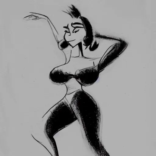 Image similar to milt kahl sketch of thick cuban girl wearing black yoga pants