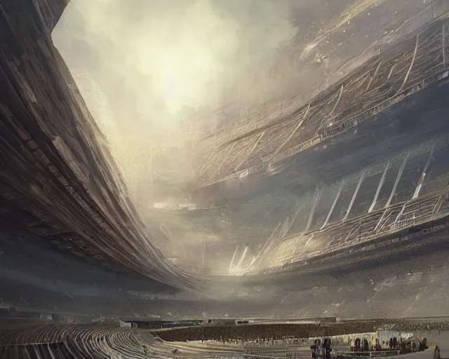 Prompt: an olimpic soccer stadium in the style of ancient egypt, art by greg rutkowski and artgerma, stunning concept art, interior design architecture