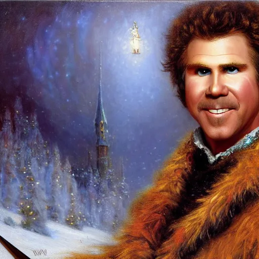 Image similar to will ferrell as a wizard, highly detailed painting by gaston bussiere, 8 k