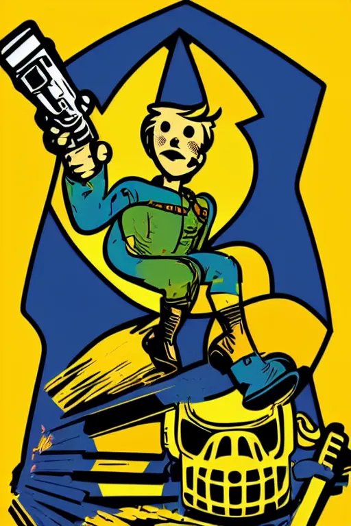 Image similar to fallout 7 6 retro futurist illustration art by butcher billy, sticker, colorful, illustration, highly detailed, simple, smooth and clean vector curves, no jagged lines, vector art, smooth andy warhol style