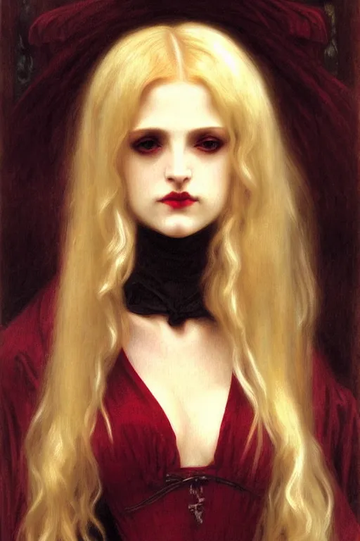 Image similar to victorian vampire blonde, painting by rossetti bouguereau, detailed art, artstation