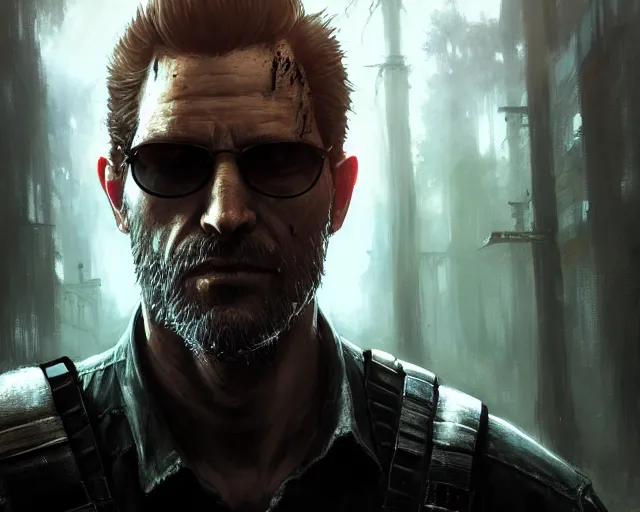 Image similar to highly detailed portrait of albert wesker, in the last of us, stephen bliss, unreal engine, fantasy art by greg rutkowski, loish, rhads, ferdinand knab, makoto shinkai and lois van baarle, ilya kuvshinov, rossdraws, tom bagshaw, global illumination, radiant light, detailed and intricate environment