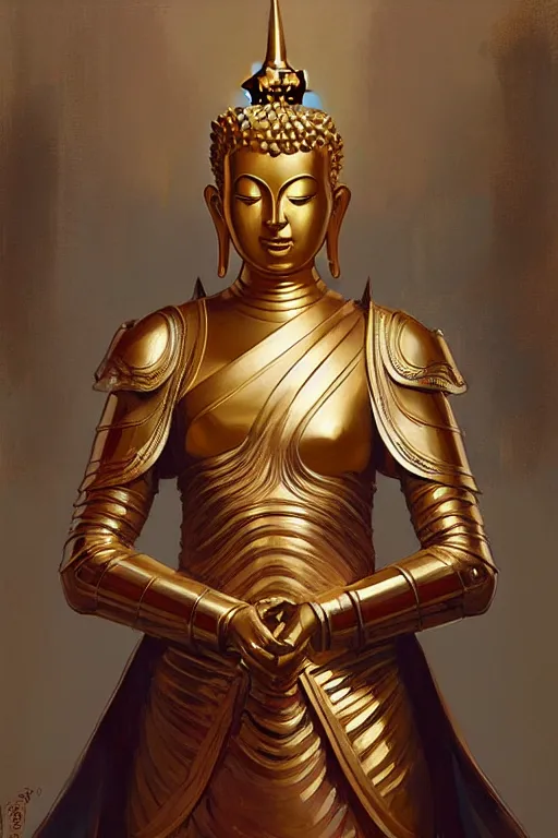 Image similar to buddhism, armor, painting by greg rutkowski, j. c. leyendecker, artgerm