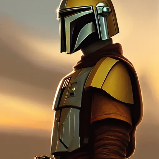 Image similar to a young blonde male jedi with short hair standing still looking at the sunset concept art by Doug Chiang cinematic, realistic painting, high definition, concept art, the Mandalorian concept art style