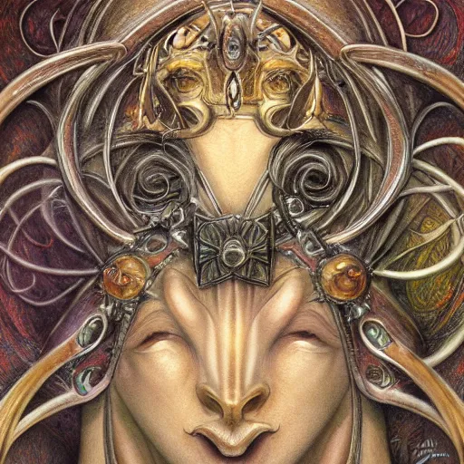 Image similar to detailed and sharp taurus artwork, mystic style, detailed, 8 k, detailed, symmetrical, by brian froud