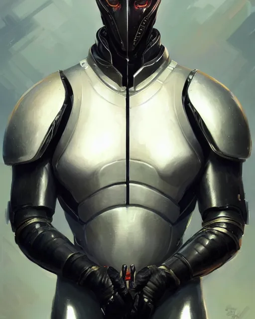 Prompt: sleek wiry muscular male smooth black pearlescent scifi armor, by greg rutkowski and mark brookes and jim burns and tom bagshaw and magali villeneuve, trending on artstation