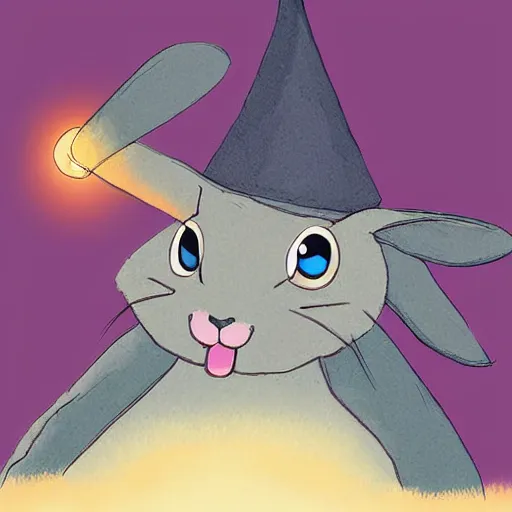 Image similar to a rabbit pulling a wizard out of a hat digital art