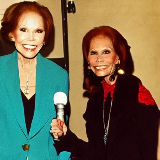 Image similar to a photo of 2 pac meeting mary tyler moore. they have a lot in common.