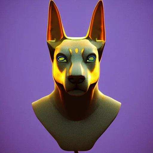 Prompt: anubis, nasus, digital model, head, detailed, beeple, art station, head, colored, perfect lines, symetric