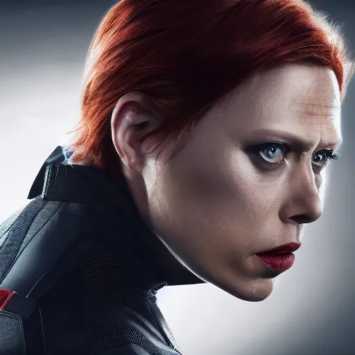 Image similar to mads mikkelsen as Black Widow, mcu, concept art, high definition photography, professional photography, 8k