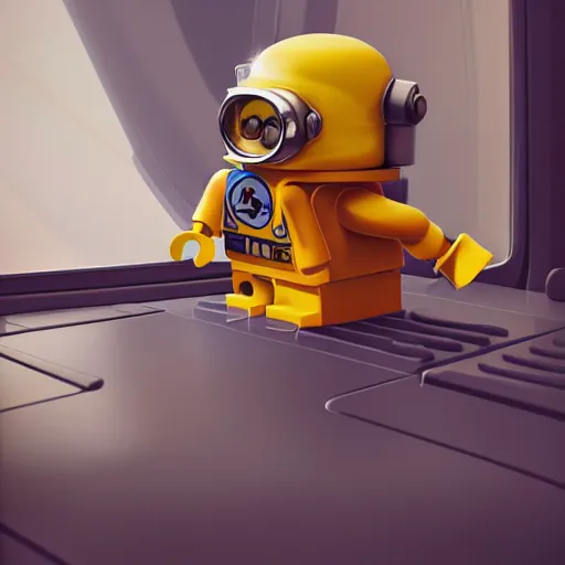 Image similar to lego astronaut minion in the spaceship by goro fujita, realism, sharp details, cinematic, highly detailed, digital, 3 d