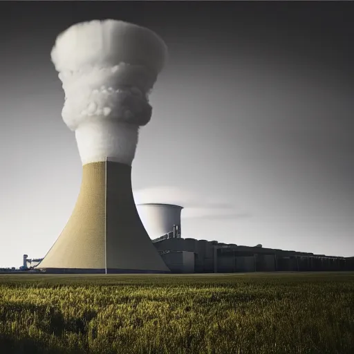 Image similar to photo of an upsidedown nuclear power plant inception cinematic