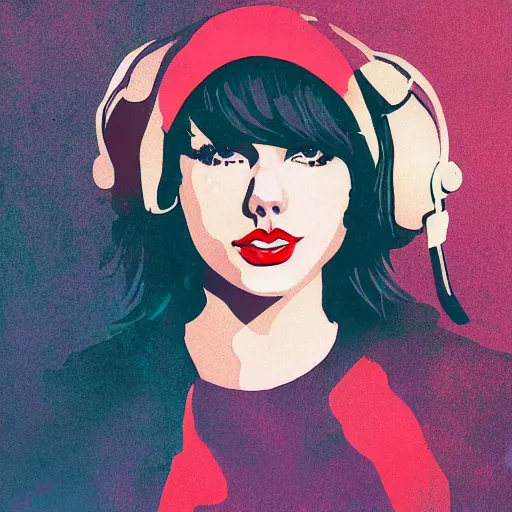 Image similar to Taylor Swift in the style of the LoFi Beats girl