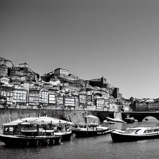 Image similar to porto in portugal photographed by ansel adams