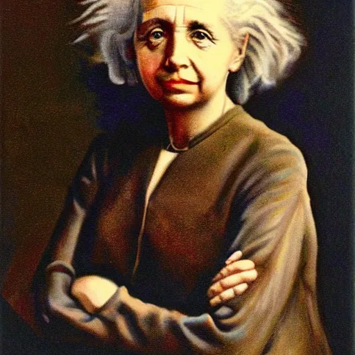 Prompt: beautiful young woman einstein portrait