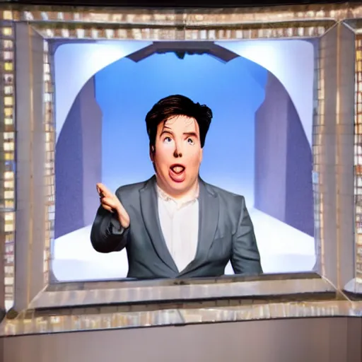 Prompt: Michael mcintyre but he is made of glass