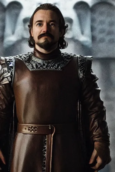 Image similar to “ very very intricate photorealistic photo of a realistic human version of super mario in an episode of game of thrones, photo is in focus with detailed atmospheric lighting, award - winning details ”