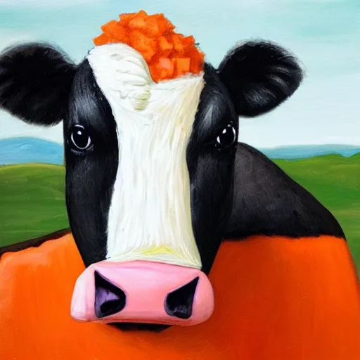 Prompt: cow made of carrots, carrot cow