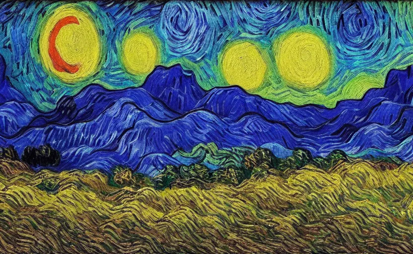 Image similar to a beautiful landscape in the style of vincent van gogh, ultra realistic, beautiful