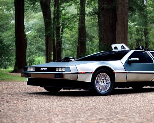 Image similar to new prototype delorean, dslr