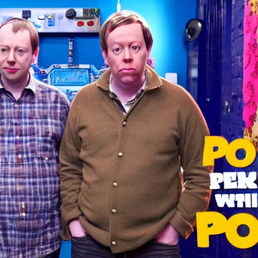 Prompt: channel 4's peep show with david mitchell and robert webb pinball!!!! machine!!!!!!