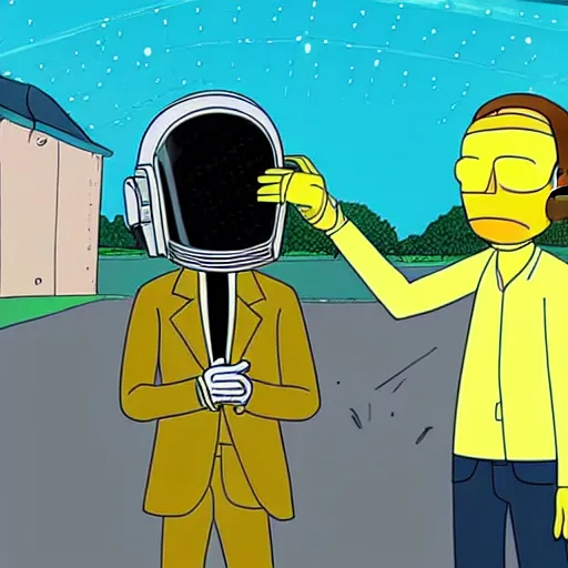 Image similar to Daft punk in an episode of Rick and Morty,