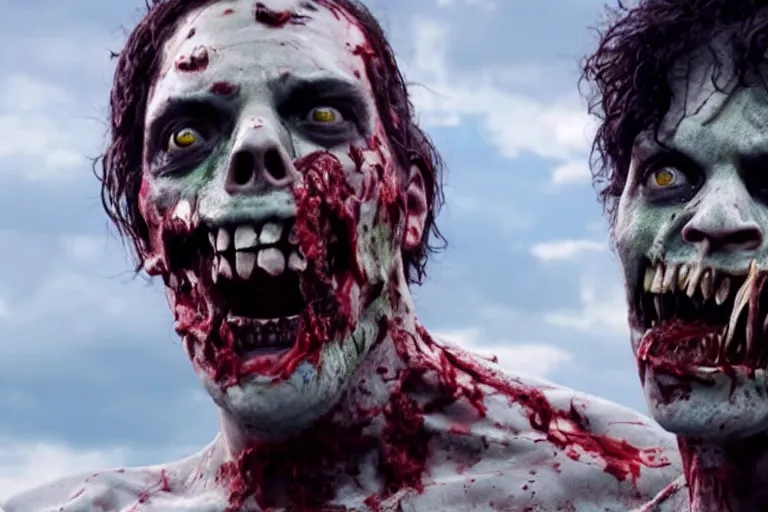 Image similar to film still of zombie zombie Falcon as a zombie in new avengers movie, 4k