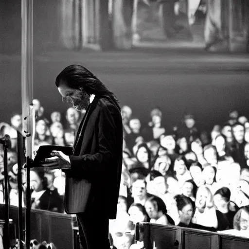 Image similar to nick cave giving a sermon in church