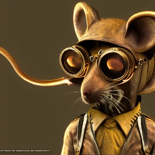 Image similar to a rat with steampunk googles, with CRYENGINE