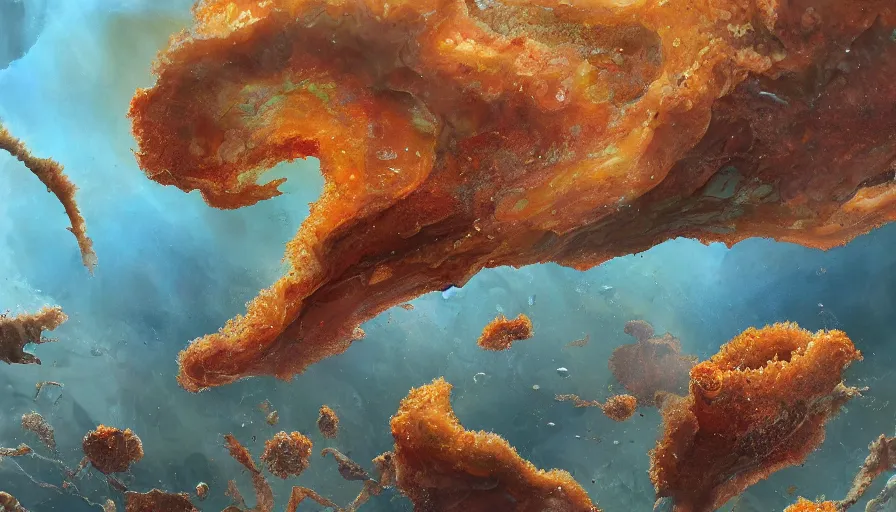 Image similar to kent williams plume agate aquatic horror shape diablo canyon rendered extremely detailed