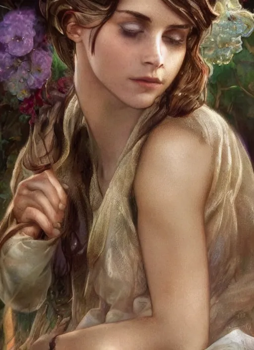 Image similar to Emma Watson photo photorealistic photograph as God of Beautifully, full body shot, cute, fantasy, intricate, elegant, highly detailed, digital painting, 4k, HDR, concept art, smooth, sharp focus, illustration, art by alphonse mucha,artgerm, H R Giger