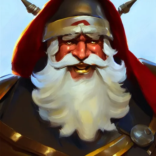 Image similar to greg manchess portrait painting of fully armored santa claus as overwatch character, medium shot, asymmetrical, profile picture, organic painting, sunny day, matte painting, bold shapes, hard edges, street art, trending on artstation, by huang guangjian and gil elvgren and sachin teng