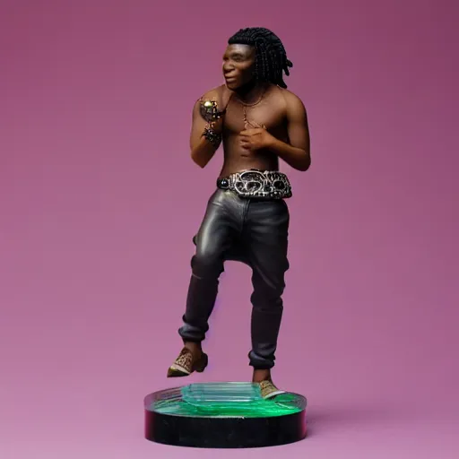 Image similar to burna boy figurine, detailed product photo,