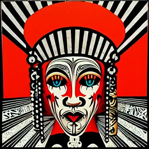 Image similar to transylvanian folk art, in the style of graffiti, made by shepard fairey