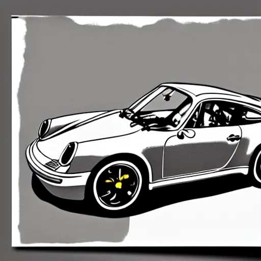 Image similar to A hand drawn sketch of a Porsche 911