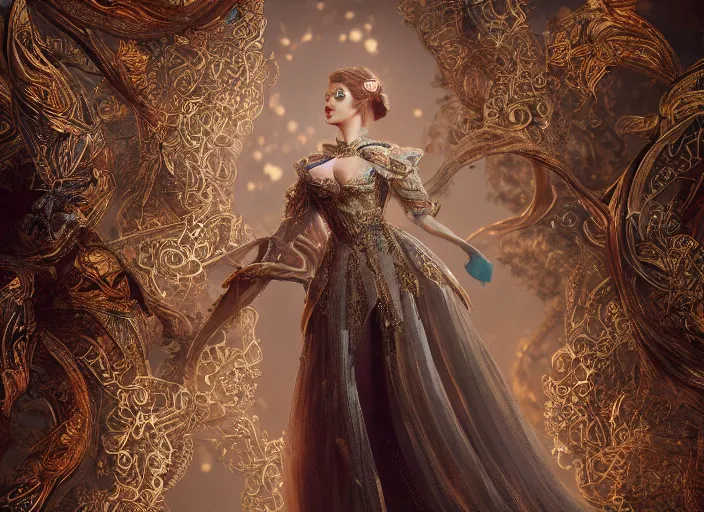 Image similar to detailed full body concept art of a beautiful lady in intricate clothing, cinematic lighting, hyperdetailed, 8k, high resolution, insanely detailed and intricate, octane render