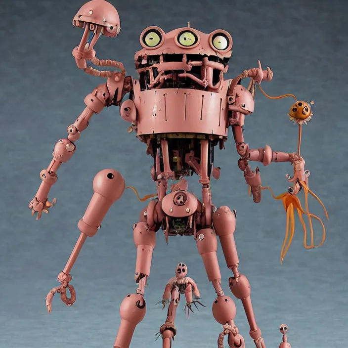 Prompt: A Lovecraftian scary giant mechanized adorable Barbie from Studio Ghibli Howl's Moving Castle (2004) as a 1980's Kenner style action figure, 5 points of articulation, full body, 4k, highly detailed. award winning sci-fi. look at all that detail!