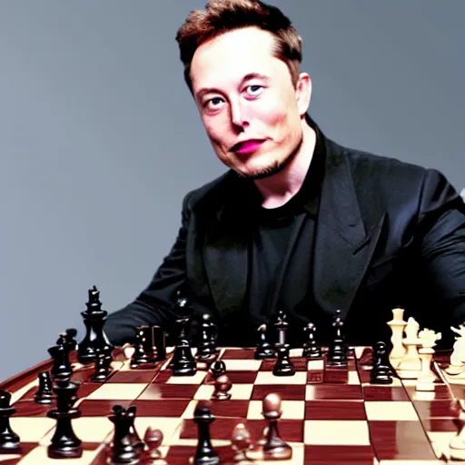 Image similar to photo of elon musk playing chess in cyberspace, 4 k