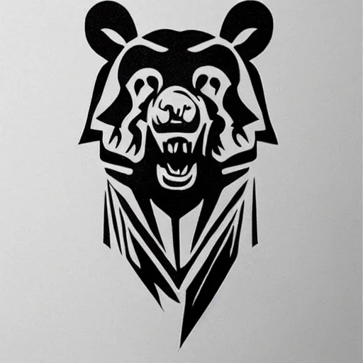 Image similar to tattoo design, stencil, bear, fierce,