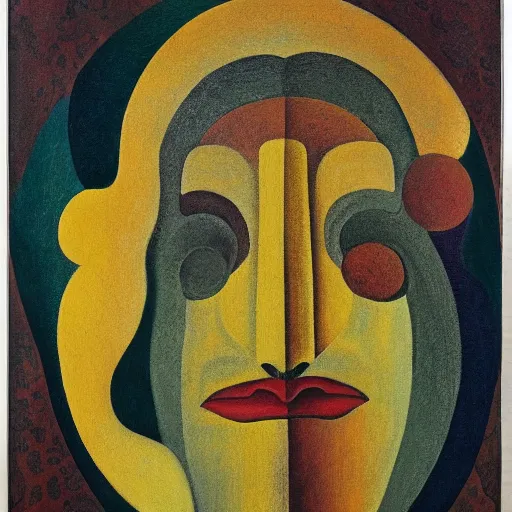 Image similar to floral face portrait by leonetto cappiello and wojciech siudmak and ernst fuchs, anni albers, oil on canvas