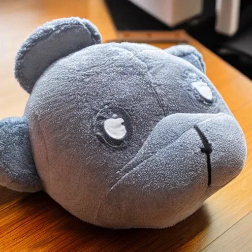 Image similar to realistic rendering of a plush happy sars cov - 2 virus toy