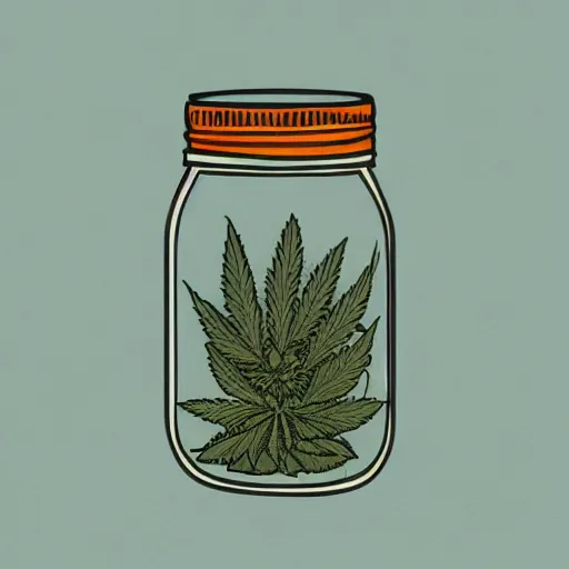 Image similar to digital illustration of a mason jar filled to the brim with cannabis bud