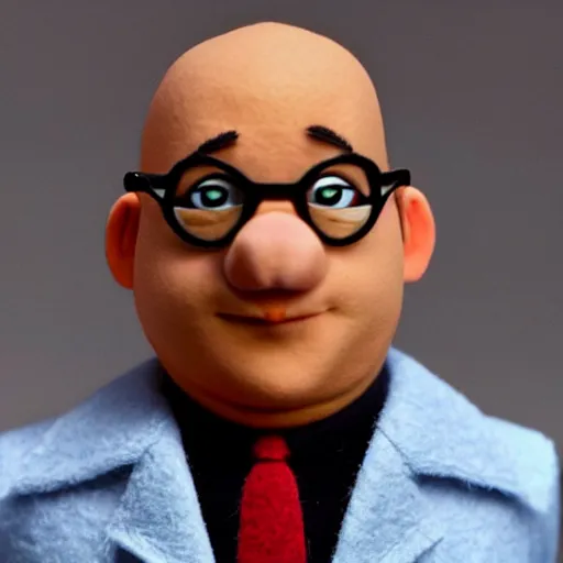 Image similar to george costanza as a muppet. highly detailed felt. hyper real photo. 4 k.