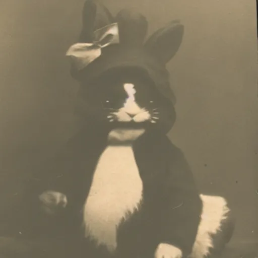 Image similar to a 1 9 1 0 s photograph of a rabbit wearing a sailor's uniform