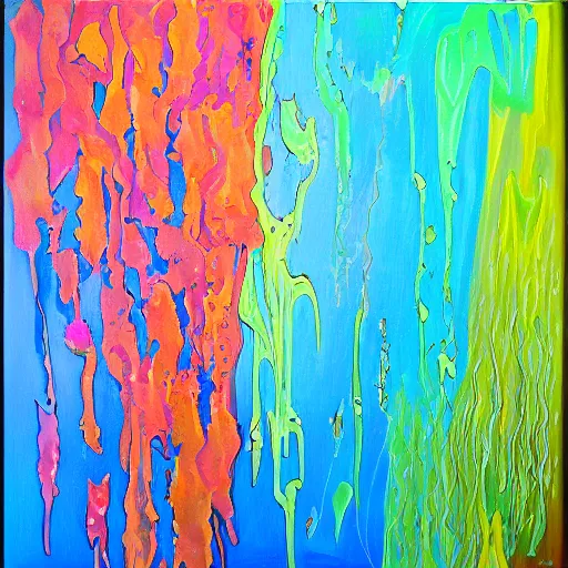 Image similar to an oil painting of abstract dripping flowers by bobby burgers