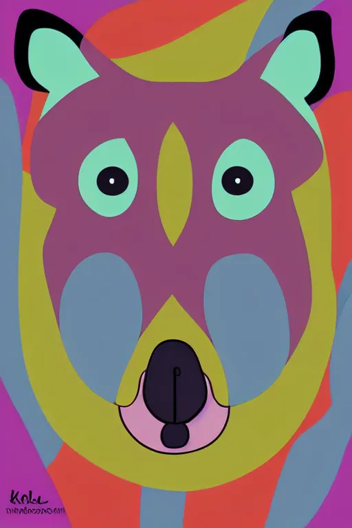 Image similar to minimalist boho style art of a colorful koala, illustration, vector art